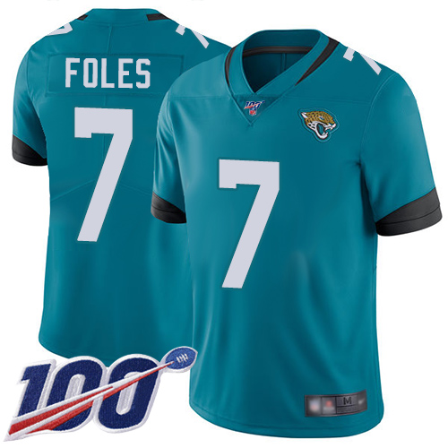 Nike Jacksonville Jaguars 7 Nick Foles Teal Green Alternate Men Stitched NFL 100th Season Vapor Limited Jersey